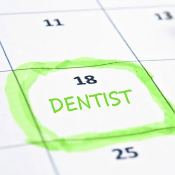 Calendar with dentist visit circled